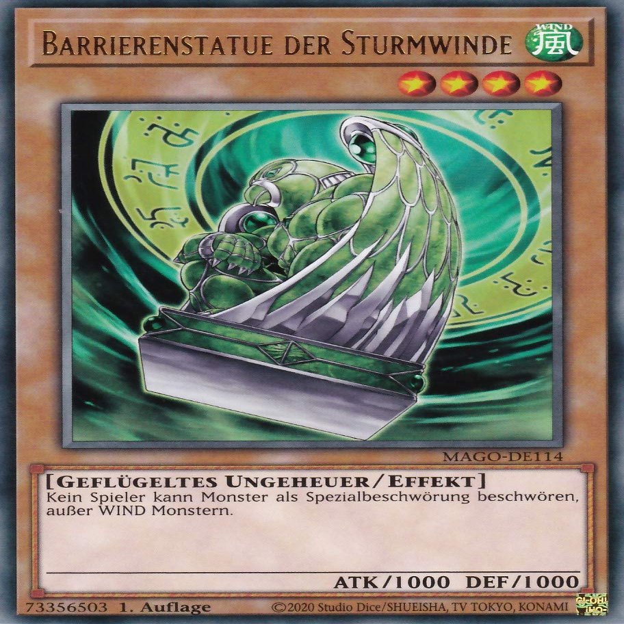 MAGO-DE114 - Barrier Statue of the Stormwinds - Rare - Reprint - German - Maximum Gold - with LMS Trading Field Center Card - Yu-Gi-Oh!