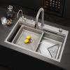 PetterShop 30.7-Inch Waterfall Kitchen Sink, 304 Stainless Steel Single Bowl, White, 78 × 48 × 22 cm view 2