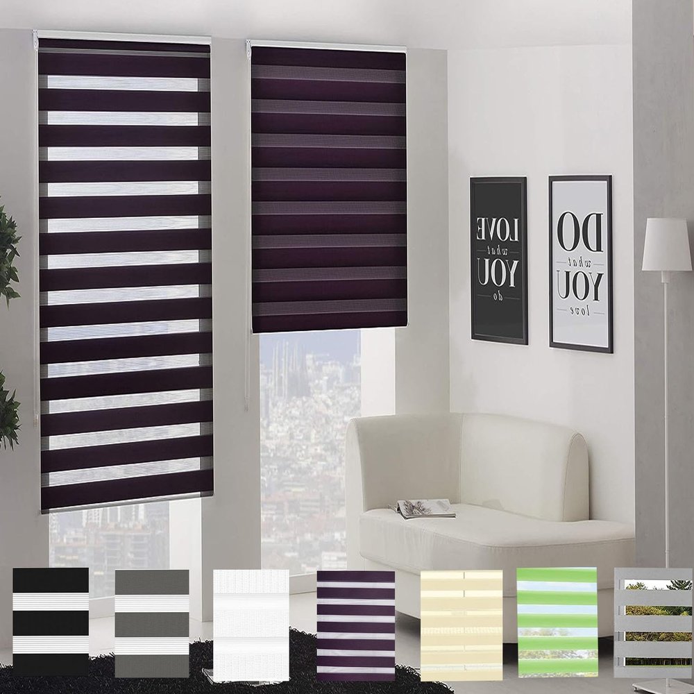 Portable Blackout Roller Blind 120 x 180 cm, Purple
