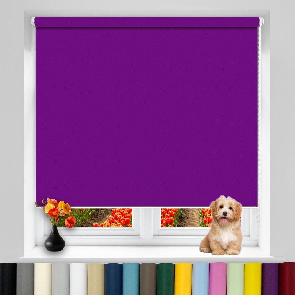 Blackout Thermal Roller Blind 80 x 100 cm, Purple
