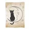 Black Cat Blanket with Cat Sitting on the Moon, Wicca Throw, Soft Lightweight Fleece view 3