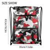 FRODOTGV Water-Resistant Drawstring Backpack, Camouflage Red/Gray, One Size view 3