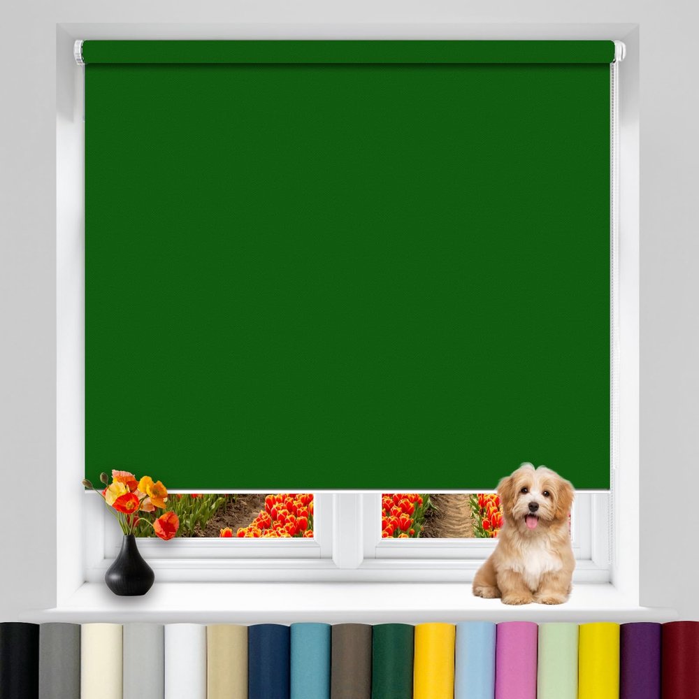 Blackout Thermal Roller Blind 100 x 170 cm, Side-Chain, Dark Green