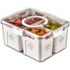 RTHIEAI Refrigerator Organizer with Lid, 3 Compartments, Transparent, Stackable view 1