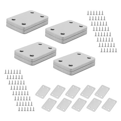 MUKCHAP 50-Piece Flat Repair Plates, 60 x 38 x 1.5 mm, Stainless Steel Connector Plates with 200 Screws
