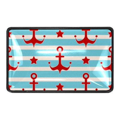 Drawer Knobs with Nautical Red Anchors, Stars, Sailors and Stripes, 4-Piece Set