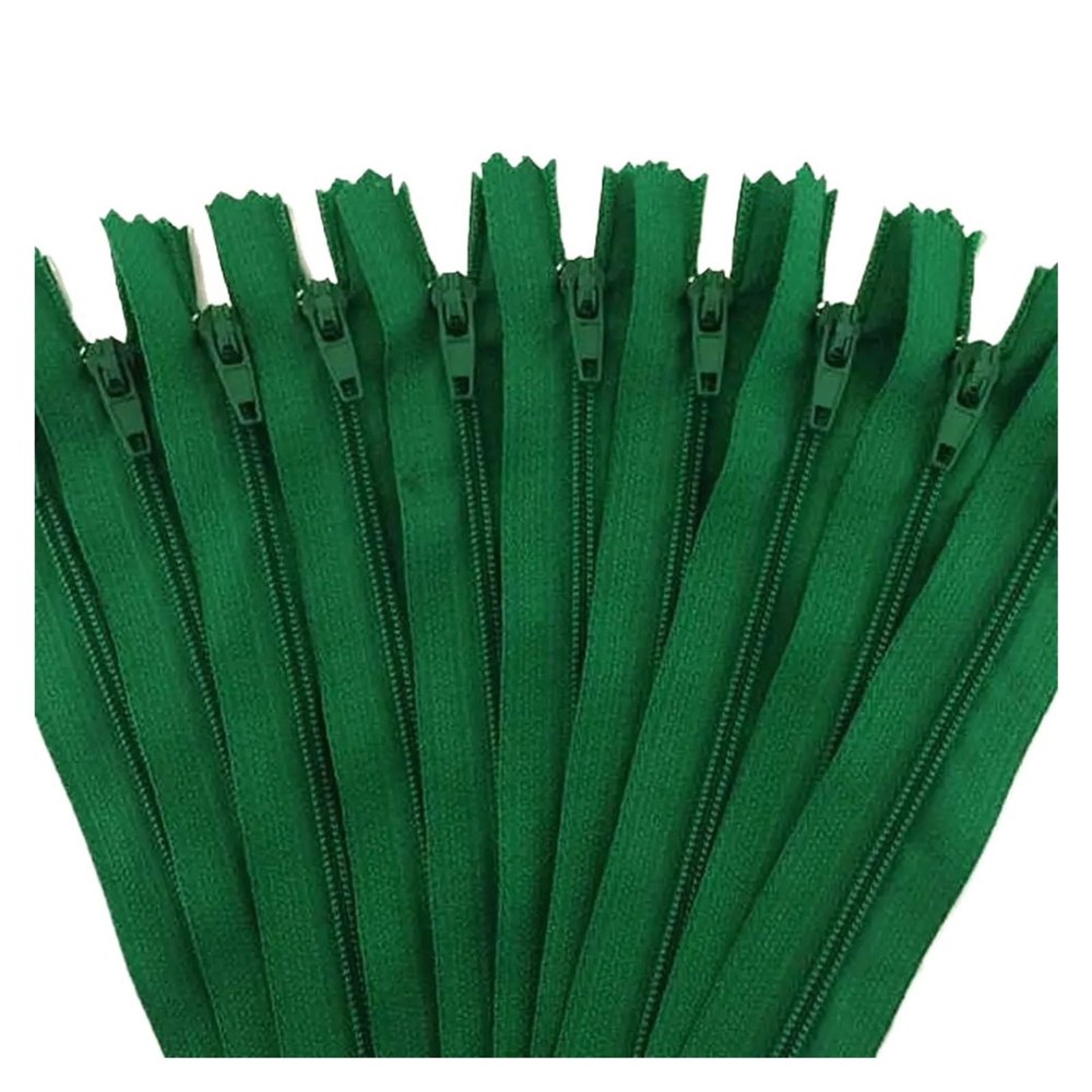 buuv 10-Pack Mixed Nylon Zippers, 4/6/7/8/10/12/14/16/20/22/24 in, Green, 30 cm