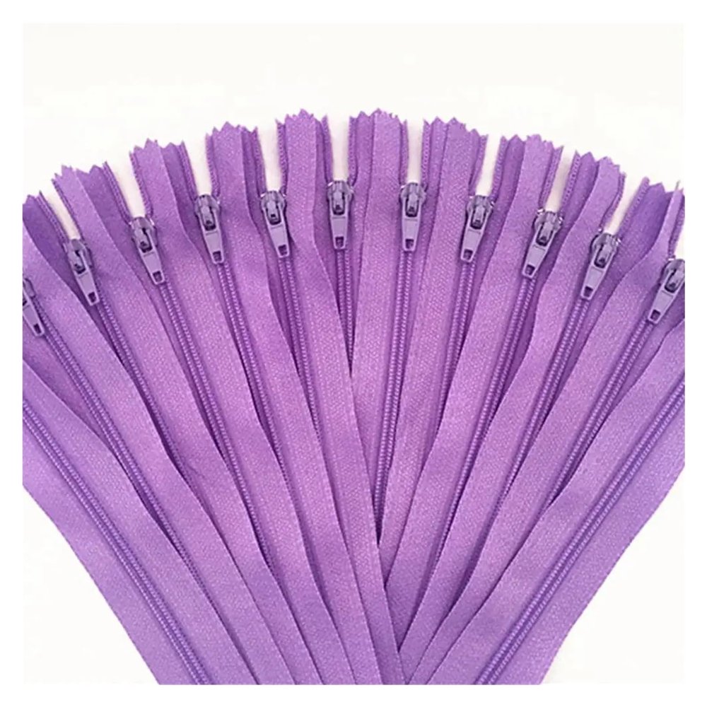 buuv 10-Piece Mixed Nylon Coil Zippers, 4/6/7/8/10/12/14/16/20/22/24 in, Light Purple, 30 cm