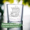 elbedruck Set of 4 40 ml Shot Glasses with Personalized Viking Engraving, Custom Text, Ship Design view 2