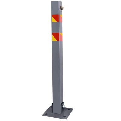ErdBar Steel Parking Barrier Bollard with Reflective Warning Stripes