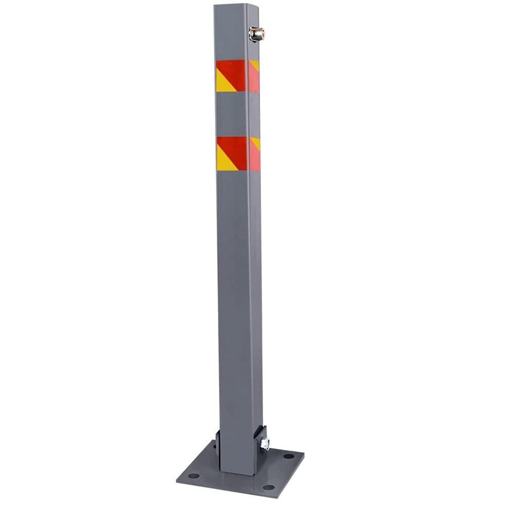 ErdBar Steel Parking Barrier Bollard with Reflective Warning Stripes