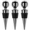 BETTFOR Wine Bottle Stoppers, 3-Pack, Vacuum-Sealing Reusable Silicone Wine Corks, Leakproof, Keeps Wine Fresh, Black view 1