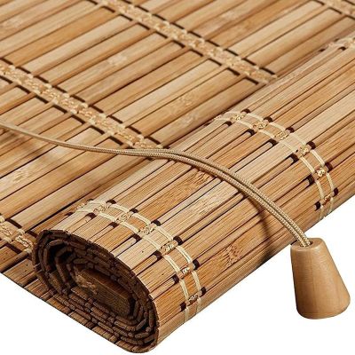 FENGSHOUU Natural Bamboo Roller Blind, Light-Filtering Sun and Privacy Shade, Side-Pull, Customizable, 100 x 270 cm