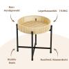Bamworld Round Rattan Plant Stand, Handwoven Rope Plant Shelf, Side Table or Coffee Table for Small Spaces, Elegant Flower Holder for Patio or Balcony view 2