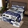 feelingyou Bear Paw Print Quilt Bedding Set for Girls and Teens, Deer Antlers, Hunting Adventure, Pine Arrow Blue Check Plaid, Soft Polyester view 1