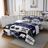 feelingyou Bear Paw Print Quilt Bedding Set for Girls and Teens, Deer Antlers, Hunting Adventure, Pine Arrow Blue Check Plaid, Soft Polyester view 2