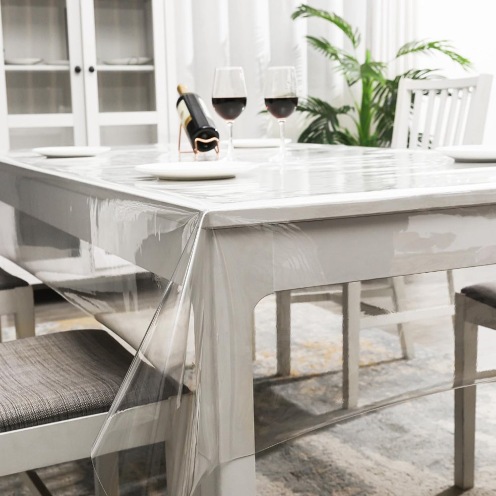 Transparent Table Cover, Crystal-Clear Protective PVC Film, 1 mm Thick, Glossy Finish