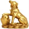 Large Dog with Gold Ingot Brass Feng Shui Statue, Size L view 1