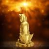 Large Dog with Gold Ingot Brass Feng Shui Statue, Size L view 2