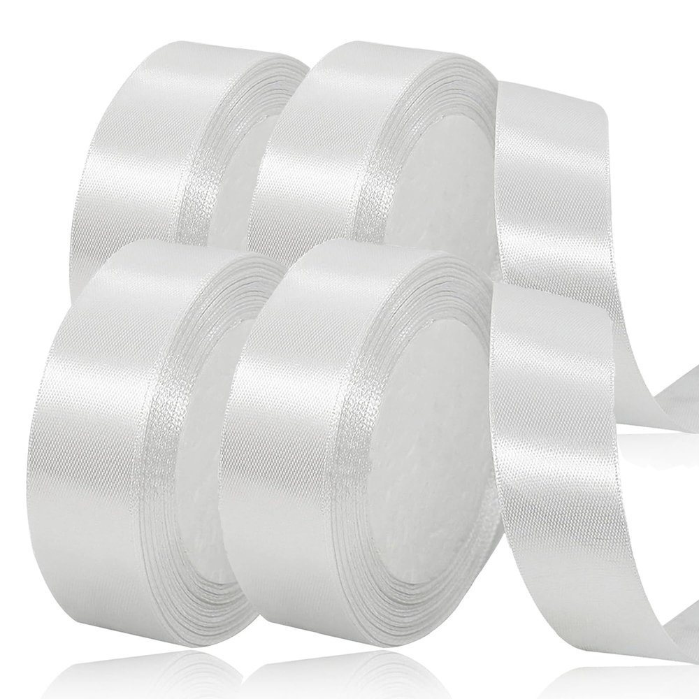 laeeyin White Satin Gift Ribbon, 20 mm Wide, 88 m