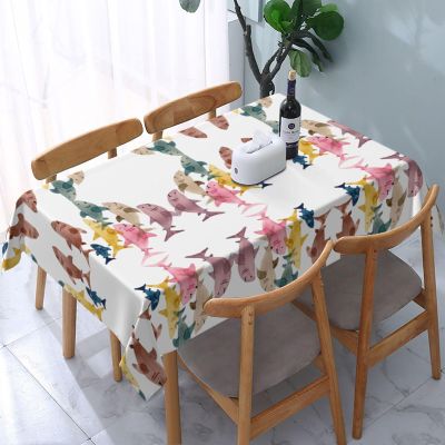 RAXER Colorful Fish Rectangular Tablecloth, Printed, Oil- and Dust-Resistant, Wipe-Clean