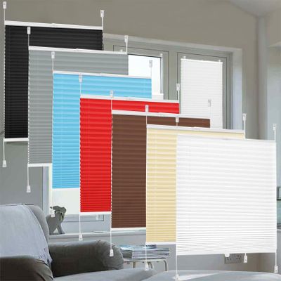 No-Drill Pleated Blind 35 x 220 cm, Privacy & Sun Protection, Beige