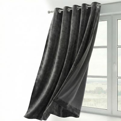 BEAUTEX Velvet Curtain, Dark Gray, 300 x 245 cm, Blackout