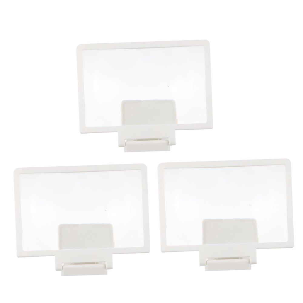HEMOTON 3-Piece Phone Screen Magnifier, White PP/PVC, 2–3x
