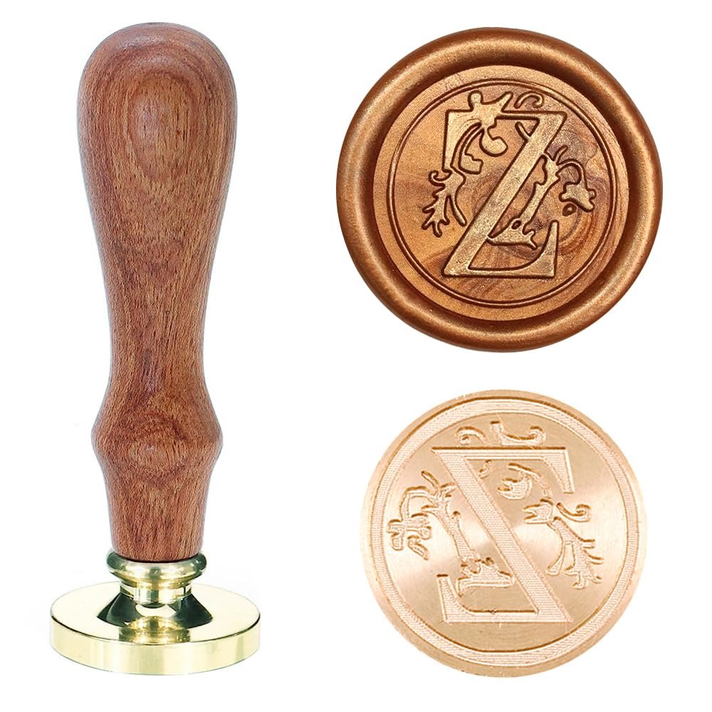 Poemluve 25 mm Letter Z Wax Seal Stamp Set with Wooden Handle