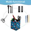 HOHODIY Round Creative Pen Holder, Space Rockets Desktop Organizer, PU Leather Storage Box view 4