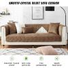 HLTQL L-Shaped Sofa Cover, Non-Slip Velvet Couch Protector, Brown, 110 x 210 cm view 2