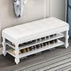 MNBVH 2-Tier Shoe Rack Bench with Leather Seat, Storage Bench for Entryway, Bedroom, or Living Room, 200 kg Capacity, Easy Assembly (80 × 30 cm, Color B) view 1