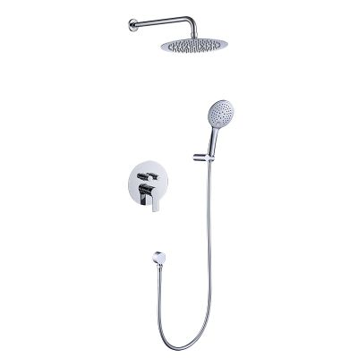 Wall-Mounted Shower System with Hand Shower and 8-Inch Rain Showerhead, Chrome