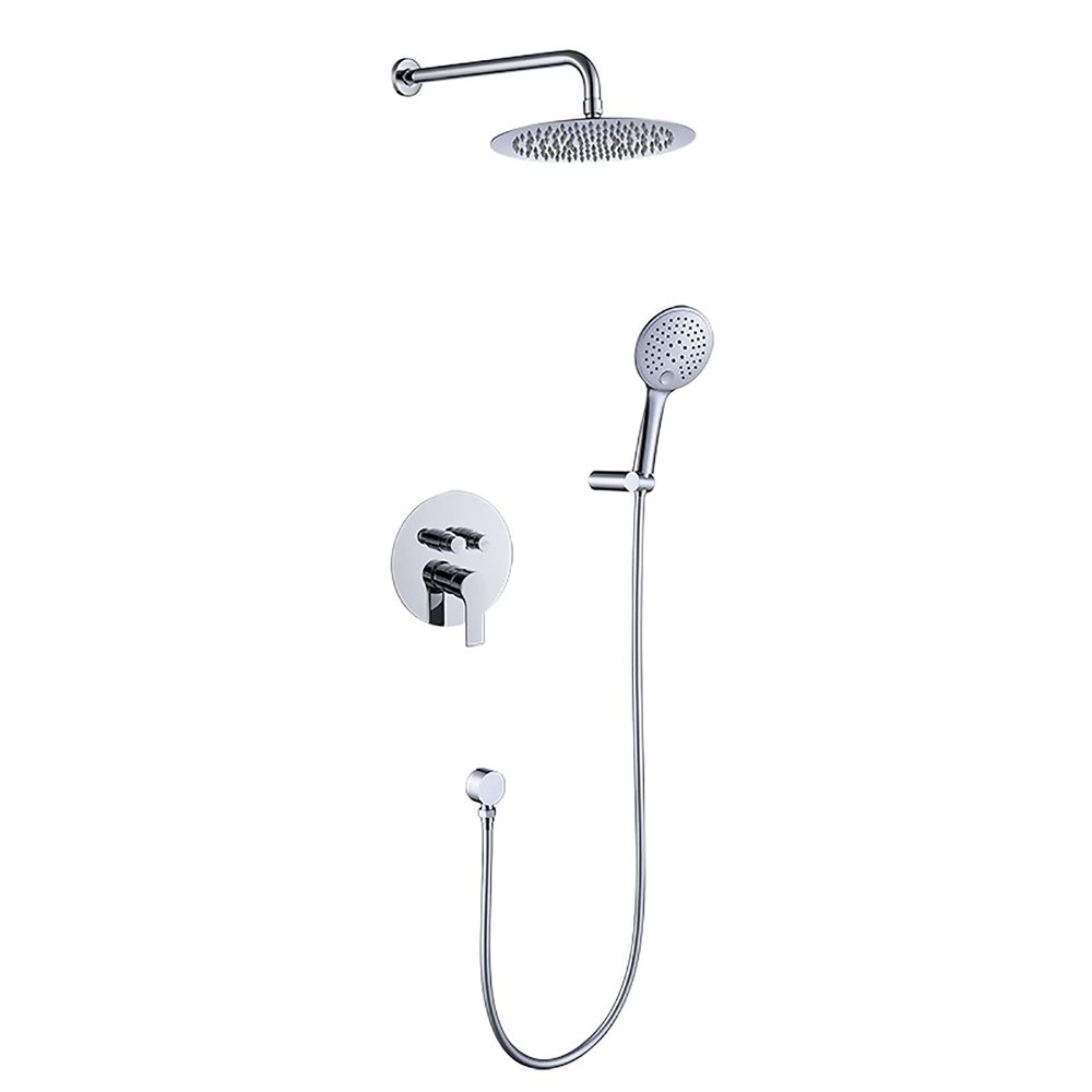 Wall-Mounted Shower System with Hand Shower and 8-Inch Rain Showerhead, Chrome