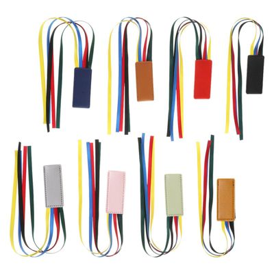Leather Bookmarks with Silk Ribbons, Pack of 8 for Students