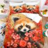 Red Panda Children's Forest Animals Duvet Cover Set, Soft Microfiber, Zipper, 2 Pillowcases view 1