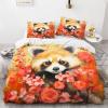Red Panda Children's Forest Animals Duvet Cover Set, Soft Microfiber, Zipper, 2 Pillowcases view 2