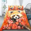 Red Panda Children's Forest Animals Duvet Cover Set, Soft Microfiber, Zipper, 2 Pillowcases view 4