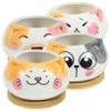 HANABASS 4-Piece Ceramic Succulent Pots with Bamboo Saucers view 1