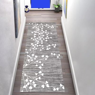 Rug Runner 100 × 250 cm, Gray, Non-Slip, Washable Polyester