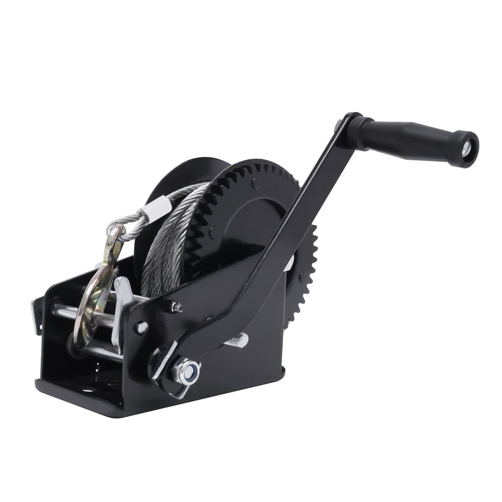 3500 lb Dual-Gear Hand Winch with 33 ft Steel Cable