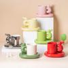 VINGAA Ceramic Rabbit Coffee Cup and Saucer, Cute Novelty Mug, 300 mL view 2