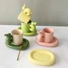 VINGAA Ceramic Rabbit Coffee Cup and Saucer, Cute Novelty Mug, 300 mL view 3