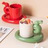 VINGAA Ceramic Rabbit Coffee Cup and Saucer, Cute Novelty Mug, 300 mL view 4