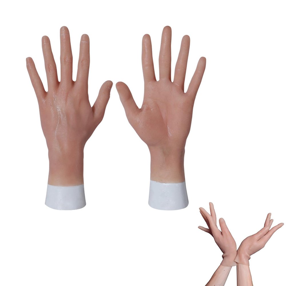 Oppaionaho Realistic Silicone Women’s Gloves, Short Artificial-Skin Gloves with Skin Texture for Crossdressers and Cosplay (Silicone, #3)