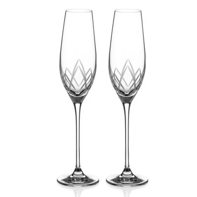 DIAMANTE Lotus Crystal Champagne Flutes, Set of 2