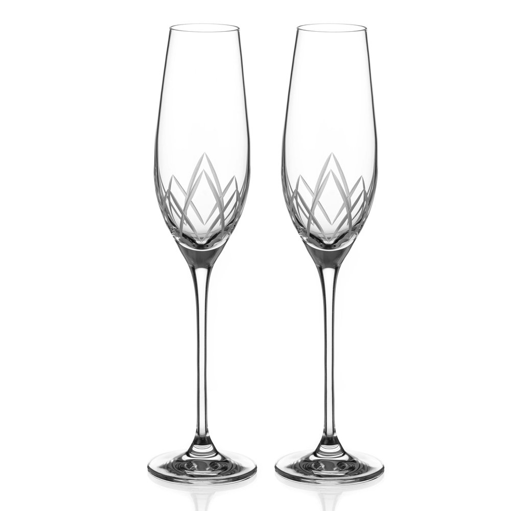 DIAMANTE Lotus Crystal Champagne Flutes, Set of 2