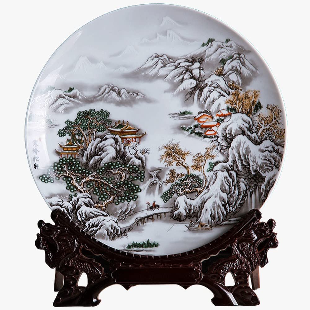 Decorative Ceramic Hanging Plate, 25.9 cm, Jingdezhen Landscape Design
