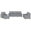 ARKEM 4-Piece Sofa Set with Cushions, Light Gray Fabric, Sectional Sleeper Sofa view 2