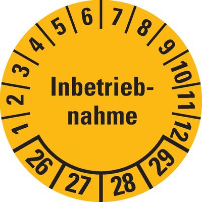 Dreifke Commissioning Inspection Sticker 26–29, Yellow, 30 mm, 18 pcs.